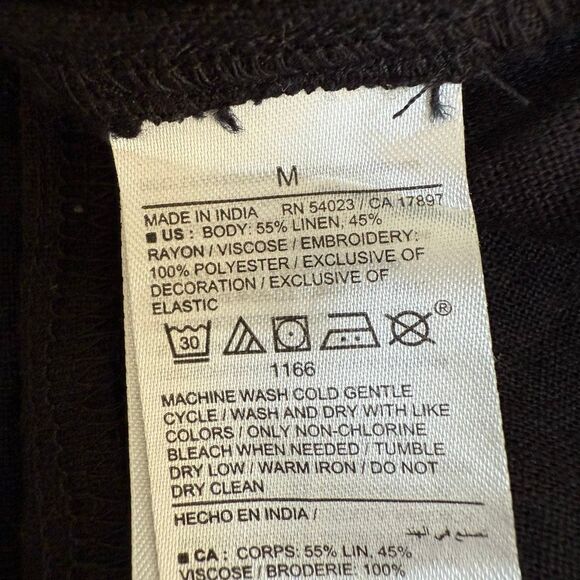 Old Navy linen blend black cami dress smocked back size M - Picture 7 of 7